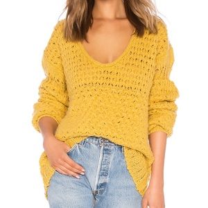 Free people crashing Waves pullover sweater, mustard, size small